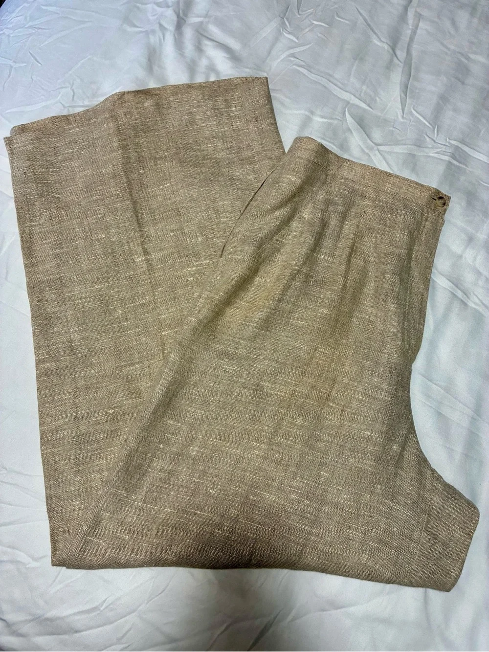 VTG Bernard Holtzman 12 Natural 💯 Thick Linen Wide Leg Pants Quiet Luxury EUC